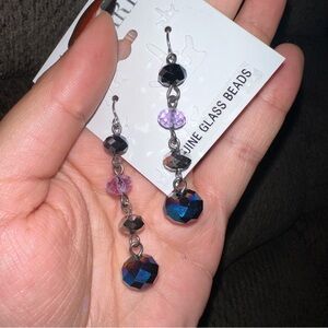 Trifari Glass Bead Dangle Earrings